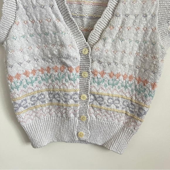 Vintage 90s The Villager Petites White Sweater Vest Women’s Cottagecore - Picture 4 of 7